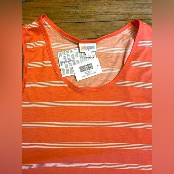 LuLaRoe Large Tank Top • Melon Color with Stripes • Ultra Soft • Stretchy • BNWT - Picture 9 of 13